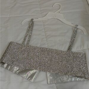 Silver Glitter Crop Top